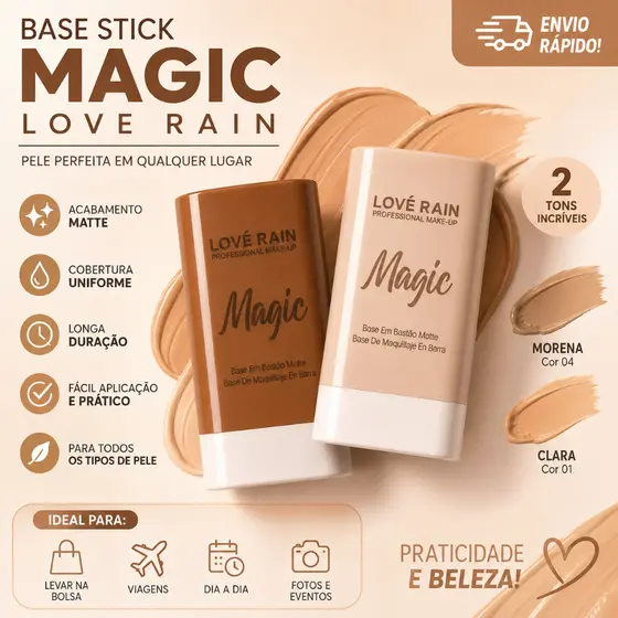 Base Bastão Matte Love Rain Make-Up Alta Cobertura Stick Facial Pele Uniforme Maquiagem Envio Rápido