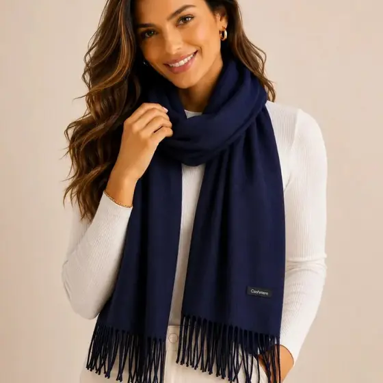 Cachecol Liso Caxemira 200G Lenço de Lã Unissex Pashmina Xale Elegante Cor Sólida Quente Inverno