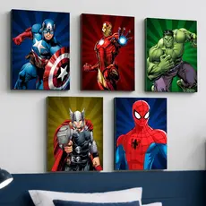 Quadro Decorativo Vingadores Marvel Avengers Homem Aranha Ferro Thor Hulk Capitão America Heróis