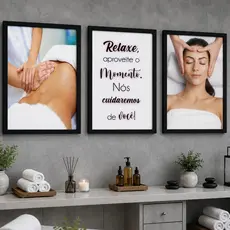 Quadro Decorativo 3 Peças Profissões Estética Spa Salão Relaxamento Corporal