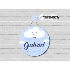 Enfeite Porta Maternidade Nuvem Menino Personalizado Personalizado