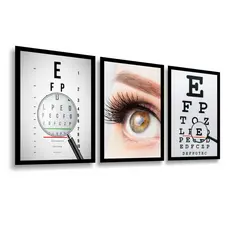 Quadro Decorativo Oftalmologia Visão Lupa Exame Olhos Letras Optometria Clínica Saúde
