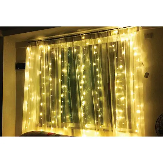 Cortina 300 Leds 3,0x2,0m Luz Branco Quente Fixo 19819-89819