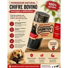 Chifre de Boi Para Cachorro Mordedor Natural Puretoy 1un