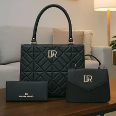Kit Bolsa Feminina 3 Peças Bolsa Grande Transversal De Ombro Pequena De Lado E Carteira