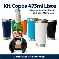Copo Térmico Para Cerveja Chopp 473ML com tampa e abridor de garrafas perfeito para personalização