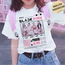 Camiseta Kpop Blackpink Grupo Lisa Jennie Jisoo Rose Tshirt Unissex 100% Algodão Premium Casual
