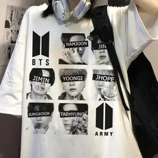 Camiseta Kpop BTS Jhope Jimin Jungkook Taehyung Yoongi Namjoon Algodão Novo Casual
