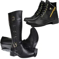Kit 2 Bota Inverno Confortável Montaria e Coturno Cano Baixo Preta