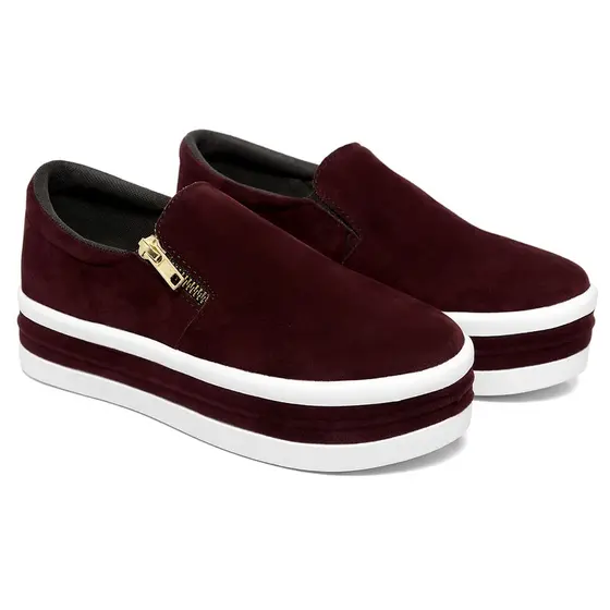 Tênis Plataforma Slip on  Feminino Com Plataforma de 3 Cm 2023