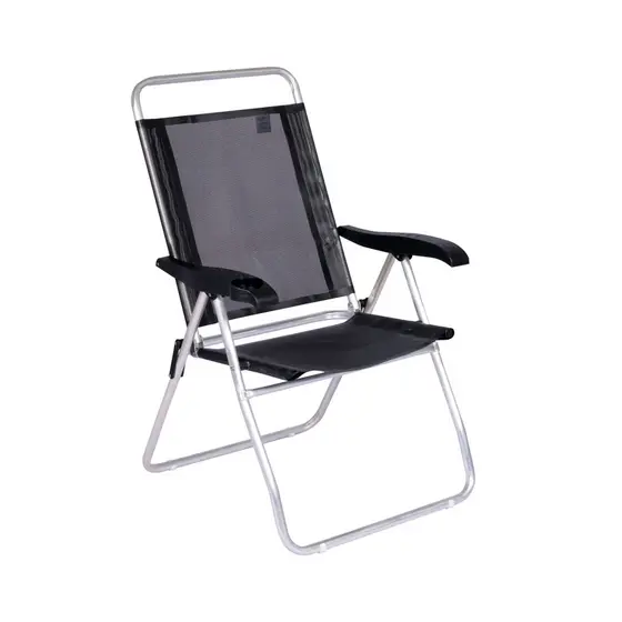 Cadeira de Praia Dobrável Reclinavel Boreal com Porta Copos Preta Mor