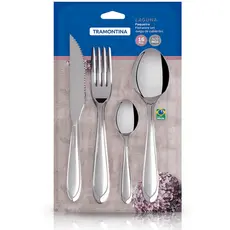 Jogo de Talheres de Inox Faqueiro 16 Peças Garfo Faca Colher de Sopa Colher de Chá Laguna Tramontina