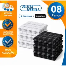 8 Pano de Prato Copa Atoalhado Felpudo Cozinha 40x65cm 100% Algodão Branco Jolitex