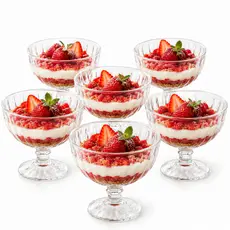 Jogo de Sobremesa Vidro 6 Peças 240ml Taça Transparente de Vidro Elegante