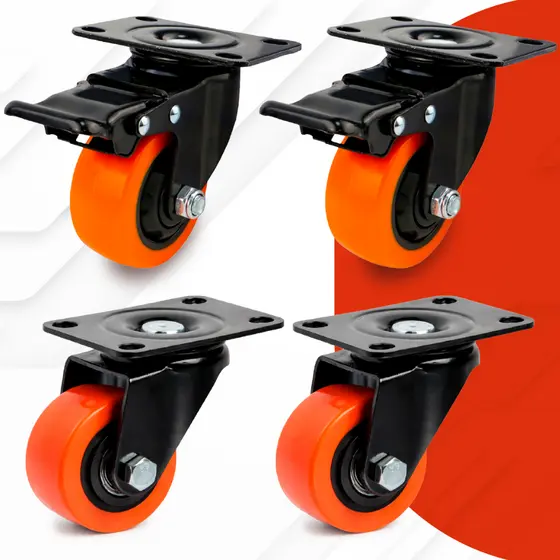 Kit 4 Rodinha Para Moveis Pesados Até 400kg Com Trava
