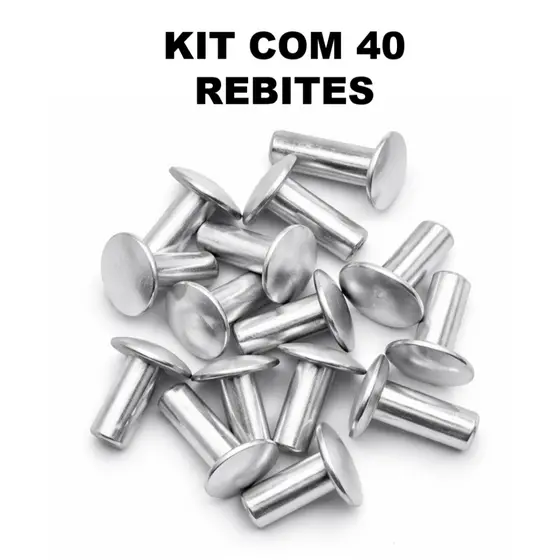 Kit 40 Rebites Maciços 5/32 x 08 Alumínio para Panelas e Canecas – Cabeça Tipo Lentilha