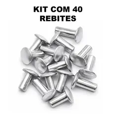 Kit 40 Rebites Maciços 5/32 x 08 Alumínio para Panelas e Canecas – Cabeça Tipo Lentilha