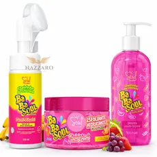 Kit 3 itens Esfoliante Facial + Mousse Micelar + Sabonete Facial Soul Cosméticos | Skincare, Limpeza Facial Profunda, Uv