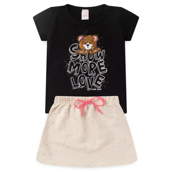 Conjunto Infantil Menina Baby Look E Shortz Feminino Verão L40