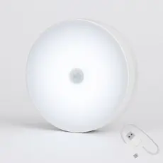 Luminária Led Mini USB Redonda para Armários Recarregável Com Sensor de Presença