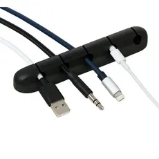 Organizador de Cabos e Fios em Silicone Flexível  5 Entradas Suporte Adesivo para Mesa e Carro