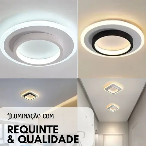Plafon Redondo e Quadrado Luminária De Teto Moderna LED Para Sala Quarto 3em1 Lustre Decoração