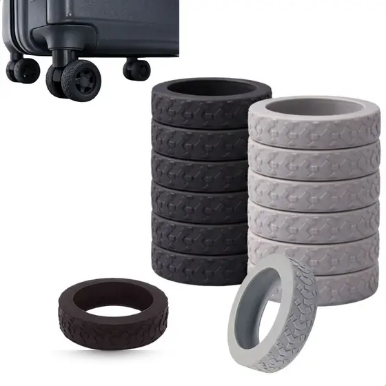 Kit 8 Protetores de Roda para Mala de Viagem Silicone Universal Antidesgaste