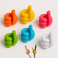 Organizador de Cabos e Acessórios Multiuso Silicone Autoadesivo Formato Polegar Kit com 6 Unidades