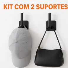 Organizador De Bonés Parede Sem Furadeira Kit 2 Suportes Adesivos Gancho para Pendurar