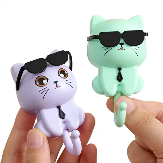 Gancho Decorativo de Parede Gato com Óculos para Chaves Bolsa e Acessórios
