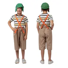 Fantasia Infantil Turma Do Chaves Completa Cosplay Com Gorro Criança Festa Aniversario Carnaval