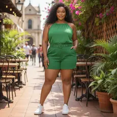 Conjunto Feminino De Linho Plus Size E Slim Com Cinto Linhão Elegante Shorts Regata Blusa Casual