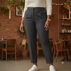 Calça Feminina Plus Size Alfaiataria Moda Social Cintura Alta Barra Reta Com Bolso G1 G2 G3