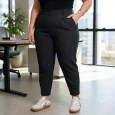 Calça Alfaiataria Feminina Modelo Cenoura Plus Size Moda Estilo Casual Básico Elegante