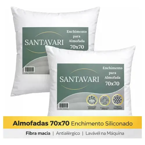 Kit 2 Refil Enchimento De Almofada 70x70 100% Fibra Silicone