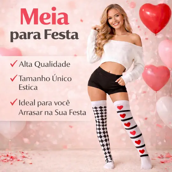 Meia 7/8 Rainha De Copas Fantasia Cosplay naipes baralho - envio hoje