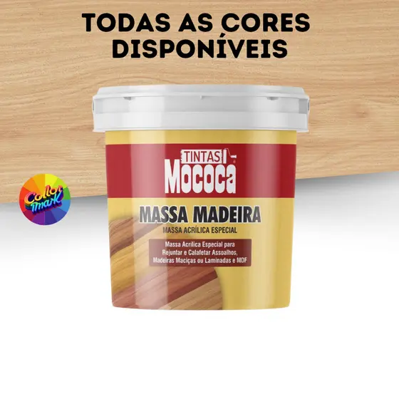 MASSA PARA MADEIRA  350g TODAS CORES MOCOCA ALTO PODER DE ENCHIMENTO FÁCIL APLICAÇÃO SECAGEM RÁPIDA