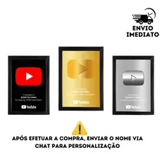 Quadro Placa Youtube Personalizado 1000 5000 10000 Inscritos Envio Imediato