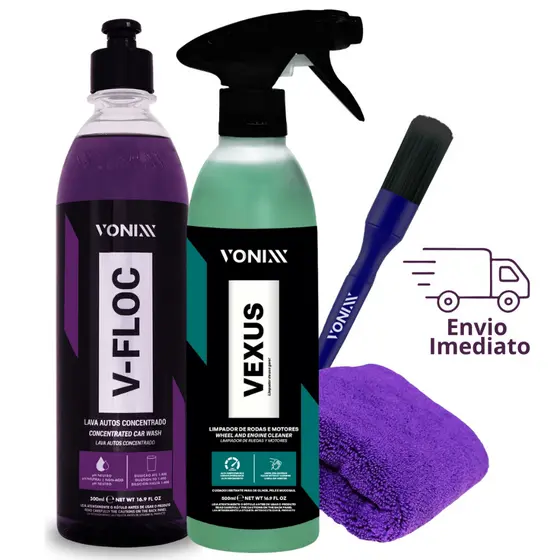 Kit Vonixx Vexus + V-Floc Shampoo Automotivo + Toalha Microfibra + Pincel Detalhamento