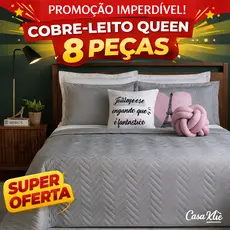 Kit Cobre Leito 08 Peças Elegance Colcha Casal Queen