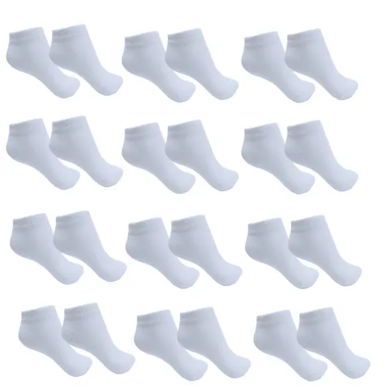 Meias Infantis Cano curto Branca Kit com 12 Pares 10-12 Maciez Poliester Elastano
