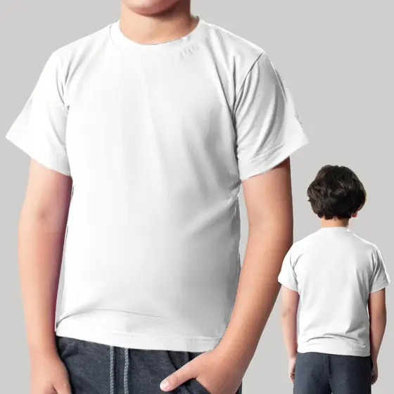 Camiseta Infantil Lisa Menino Menina Algodão Confortavel Dia a Dia Escola Branca Alta Qualidade