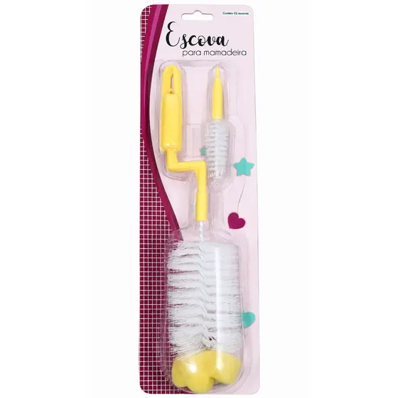 Escova Para Mamadeira + Esponja Amarela