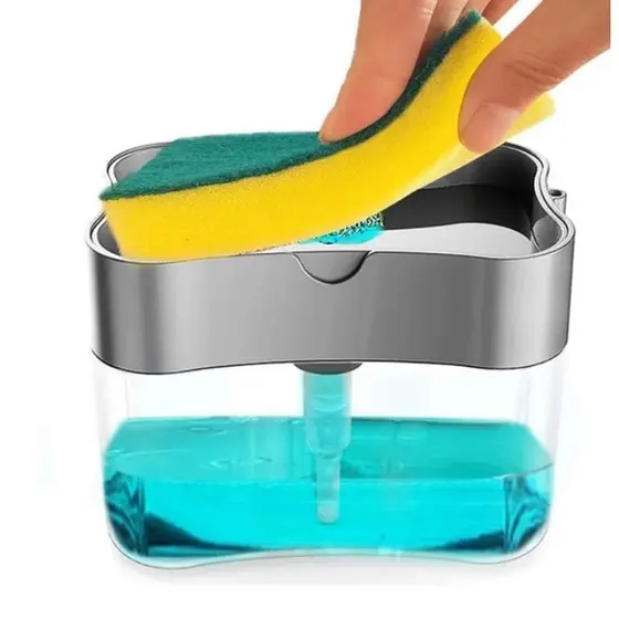 Suporte Bucha Esponja Dispenser Detergente 2 em 1 com Esponja