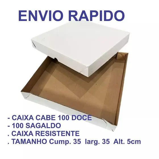 Caixa de papelao resistente  para 100 doces 35x35x5 com berço - 15 unidades