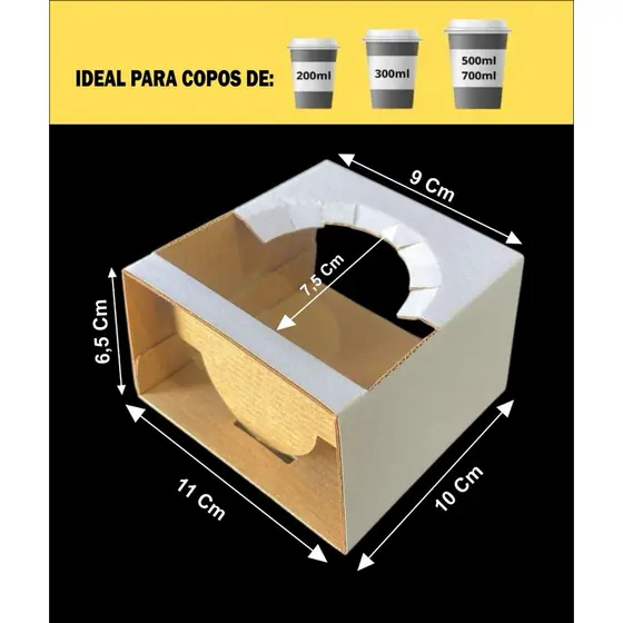 porta copo para delivery com juste para copo de 200 ML, 300 ate 700 ML -50 unidades