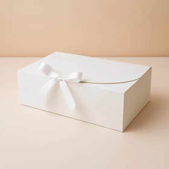 caixas para presentes Tamanho 25x20x8 Cm branca ou parda  5 metros de fita kit 20 unid