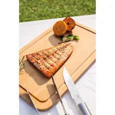 Tábua De Corte Para Churrasco Bambu 50x30 Grande Com Canaleta Mor