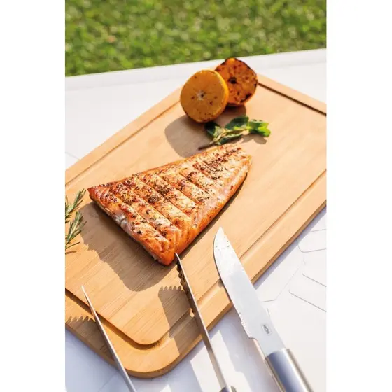 Tábua para Corte Bambu 50x30 MOR Antibacteriana Churrasco Cozinha Carne Legumes Grande