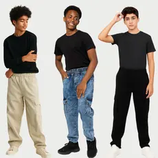 Calça Cargo Larga Infantil Juvenil Elastano e Bolsos Laterais Calça Larga Moda Casual infantil kids 2025